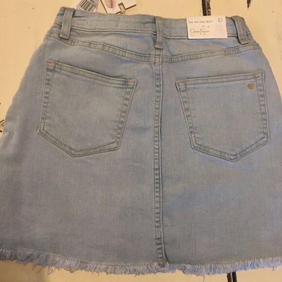 Girls size 10 runs big Jessica Simpson distressed mid rise jeans A-line skirt - Picture 2 of 6